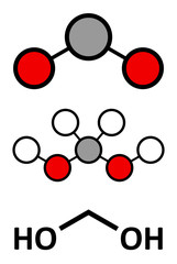 Methylene glycol (methanediol, formaldehyde monohydrate) molecule.