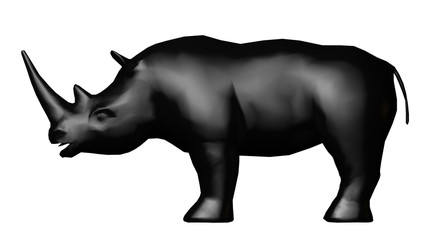 black rhinoceros isolated white 3d rendering