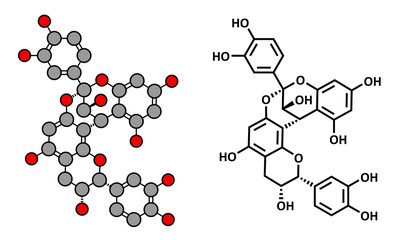 Proanthocyanidin A2 (procyanidin A2, PAC A2) molecule. Present in cranberry (juice).