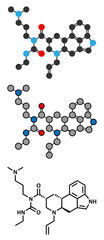 Cabergoline drug molecule. Used in Parkinson's disease.