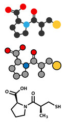 Captopril high blood pressure (hypertension) drug. 