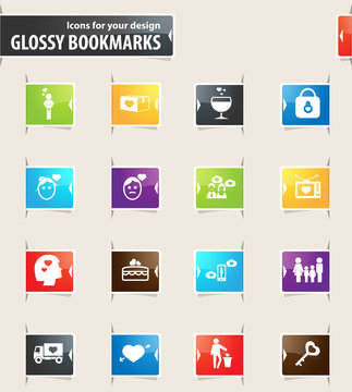 Valentine Day Bookmark Icons
