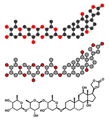 Digoxin heart failure drug molecule. Extracted from foxglove plant. © molekuul.be