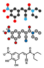 Entacapone Parkinson's disease drug molecule.