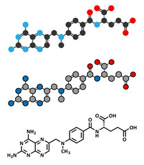 Methotrexate cancer chemotherapy and immunosuppressive drug molecule