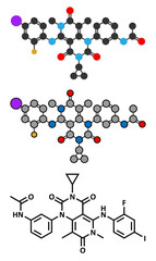 Trametinib melanoma cancer drug molecule.