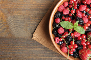 a full plate of fresh berries on the napkin