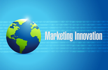 Marketing Innovation binary globe sign concept