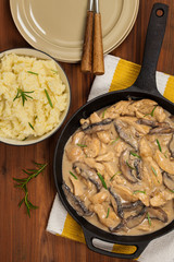 Chicken Stroganoff a variation on Beef Stroganoff. Selective focus.