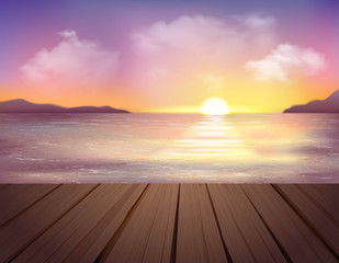 Naklejka na ściany i meble Sunset And Sea Background