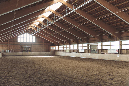 Large Vacant Indoor Equestrian Riding School