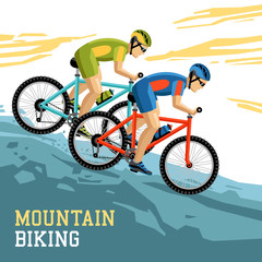 Fototapeta na wymiar Mountain Biking Illustration