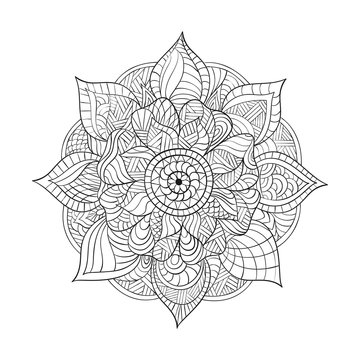 Vector decorative Mandala for adults coloring books. Ethnic elem