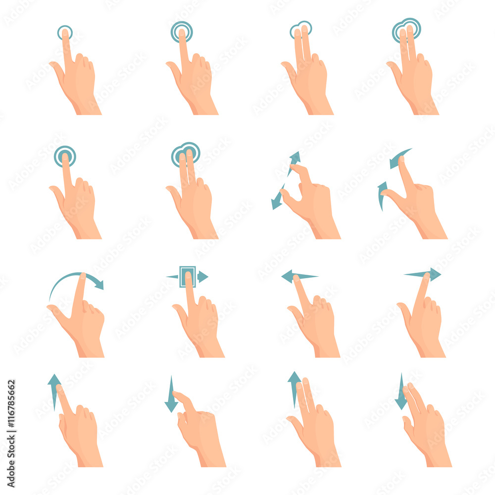 Canvas Prints touch gestures flat icons set