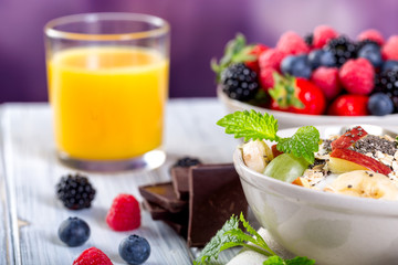 Bowl of fresh fruit. Bblackberries; raspberries; blueberries.