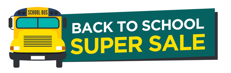 Back to School Sale Sign with Schoolbus Vector.