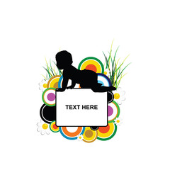 banner with baby silhouette in flower illustration