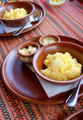 Beautiful served table in Ukrainian style, Ukraine