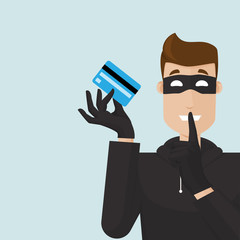 Thief with finger in front of mouth to keep a quietly