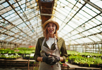 Girl in green-house