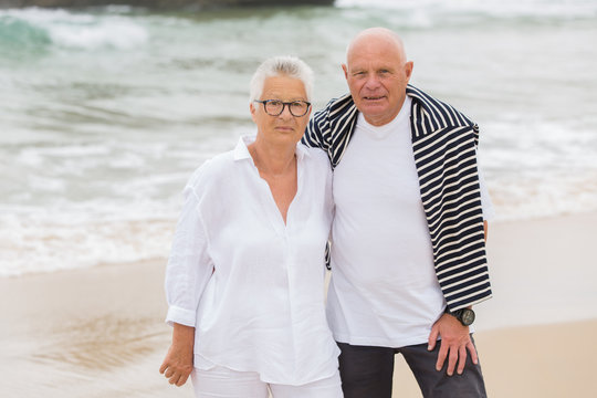 Portrait of senior couple at the beach