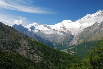 Fototapeta na wymiar Swiss alps, Saas Grund panoramic view