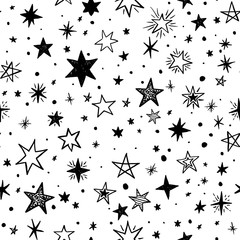 Seamless pattern with handdrawn stars