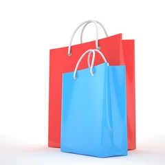 Paper Shopping Bags isolated on white background. 3d rendering.