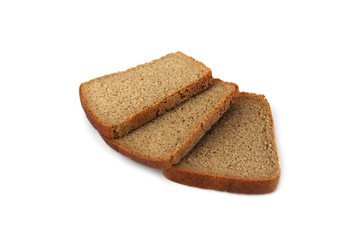 three slices of dark bread isolated