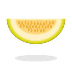 Slice of galia melon isolated on white background