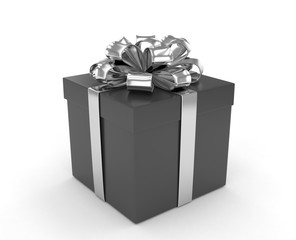 gift box with bows isolated on white. 3d rendering.
