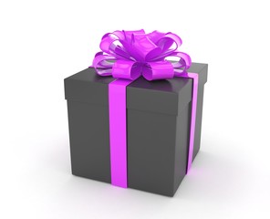 gift box with bows isolated on white. 3d rendering.