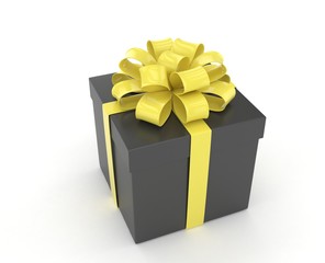 gift box with bows isolated on white. 3d rendering.