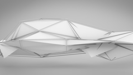 White abstract futuristic polygonal 3D shape
