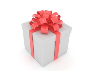 gift box with bows isolated on white. 3d rendering.