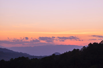 Sunset at Doi Luang Chiang Dow, big mountain in Thailand