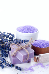 Obraz na płótnie Canvas Spa set with lavender