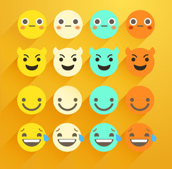 Flat Smiley Emoticon Set : Vector Illustration