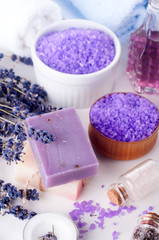 Obraz na płótnie Canvas Spa set with lavender