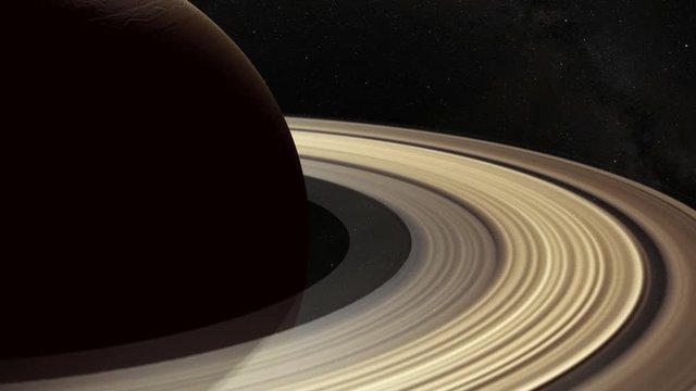 Unmanned spacecraft near to Saturn. 4k