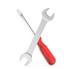 3D Illustration Wrench and screwdriver, service concept
