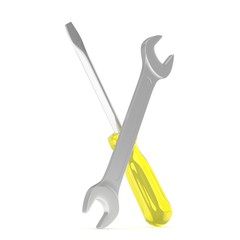3D Illustration Wrench and screwdriver, service concept