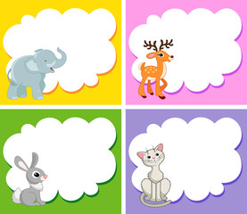 Pets: cat, hedgehog, rabbit, elephant on white background - cloud.