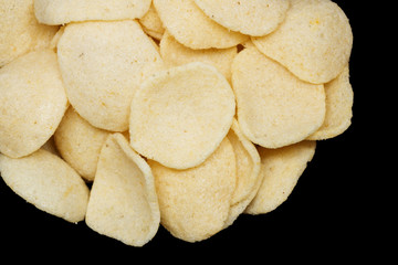 Thai shrimp crispy cracker on black background.