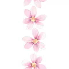 Foto op Canvas Delicate bloemenrand. Naadloos patroon 1. Waterverfelement voor ontwerp © Gribanessa
