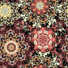 Vintage oriental seamless pattern. Indian, arabic, ottoman, turkish,japanese, chinese floral motif for background or front-side. Eastern ornament for wrapping or textil.