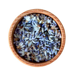 Dried lavender flowers in the bowl