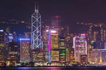 Fototapeta na wymiar Beautiful view of hong kong skyline at night scene