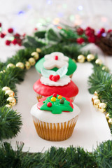 Christmas cupcakes and Christmas decoration

