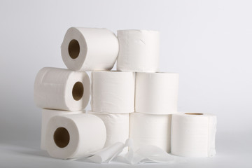 Toilet paper roll with white background